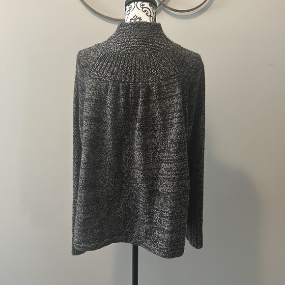 NWOT. Faux turtleneck long sleeve sweater in black and white heathered pattern. - Picture 8 of 11